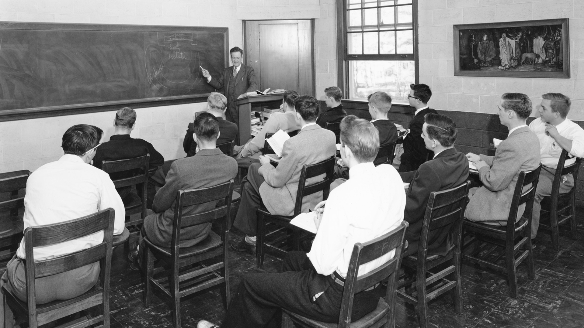 vintage image of students in a classroom